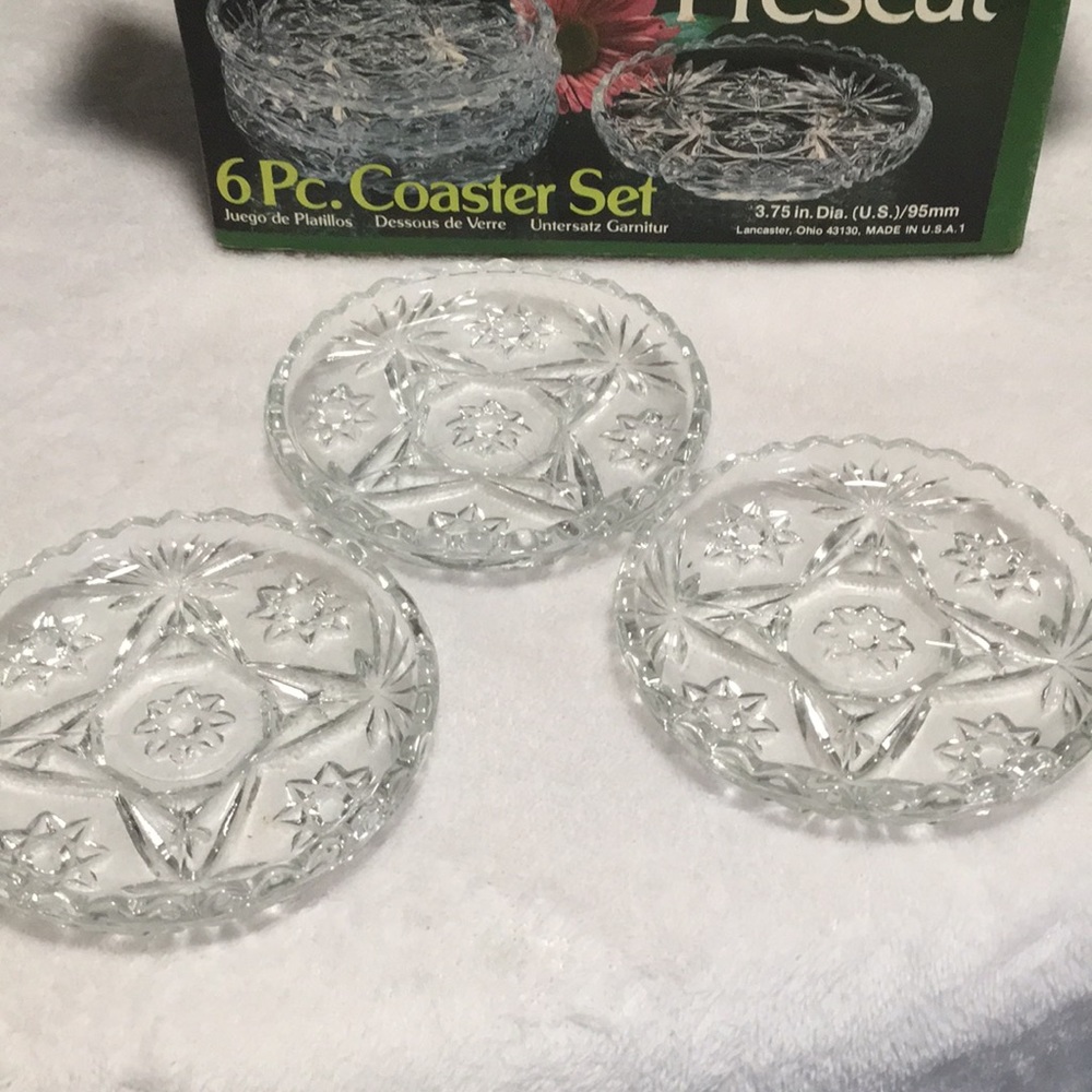 Anchor Hocking Prescott 6 piece glass Coaster Set